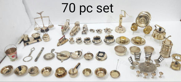 70 Pieces Miniature Brass Kitchen Set Bhatukali-SKD001TS