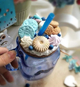 BLUE DELIGHT , Glass Mason Jar with lid /Smoothie Jar/Ice Cream Fruit Cold Drinking Water Jars/ Juice Glass Mug-TJ002BLA