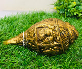 Brass Murti engraved shank/Counch with work in  Material Pure Brass-VHDD001S