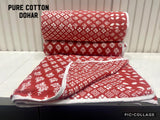 RED SHIBORI PRINT PAIR OF 2 ,PURE COTTON SINGLE BED DOHARS /COTTON BLANKETS-SARACB001R