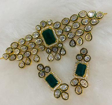 MEDHA, ELEGANT KUNDAN CHOKER GOLD PLATED  NECKLACE SET FOR WOMEN -KFNSC001A