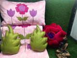 Beautiful Embroidery  Bedsheet Pillows and Cushions with Flower Cushions Set-1HDVBS001