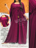 Grape wine Wow Designer Cotton Lace Stylish Kaftan/Nighty  for Women -FBSKW001GW