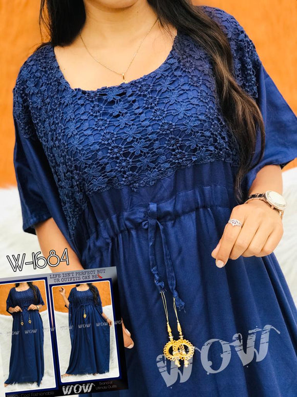 Blue Wow Designer Cotton Lace Stylish Kaftan/Nighty  for Women -FBSKW001