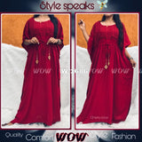 Meroon  Wow Designer Cotton Lace Stylish Kaftan/Nighty  for Women -FBSKW001M