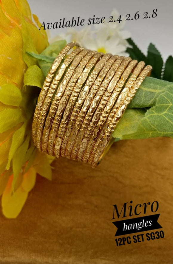 SET OF 12 MICRO GOLD PLATED BANGLES FOR WOMEN -SARABW001