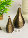 Wooden Pear With  Metal Work Set of 2 pieces-HDVTD001