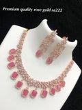 ROSE GOLD FINISH STONE NECKLACE SET FOR WOMEN -ARTNS001