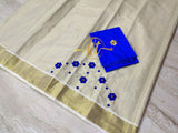 KERALA STYLE TISSUE SAREE WITH EMBROIDERY WORK AND BLOUSE-CFSTS0002