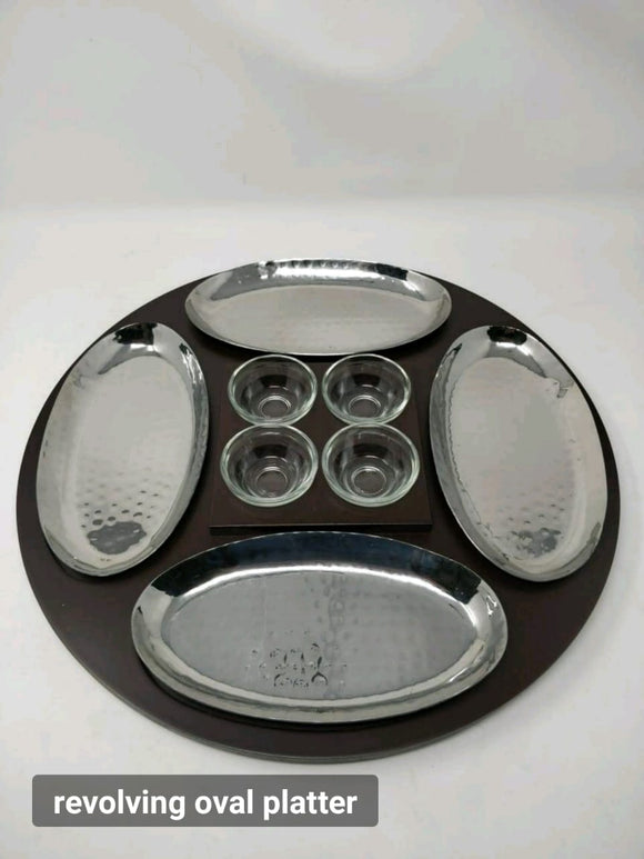 REVOLVING OVAL PLATTER WITH 4BOWLS -HDVOP001
