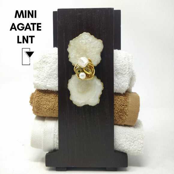WOODEN TOWEL STAND WITH AGATES EMBELLISHMENT-SSHDWTH001AS