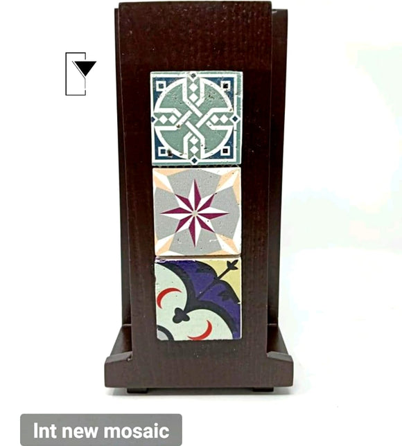 WOODEN TOWEL STAND WITH PORCELAIN EMBELLISHMENT-SSHDWTH001W