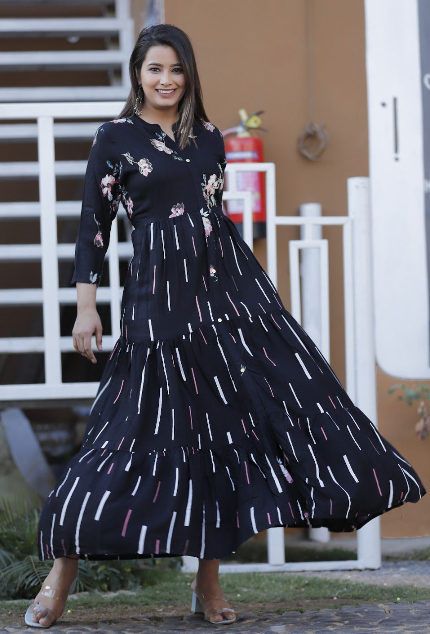 Black Color Rayon Long Kurta for Women -LAPS001(Available in size upto www.soosi.co.in Black Color Rayon Long Kurta for Women -LAPS001(Available in size upto www.soosi.co.in