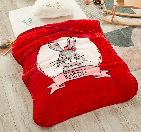 RED RABBIT CUTE  AND SOFT CLOUDY BABY BLANKET FOR KIDS -DFA1001R