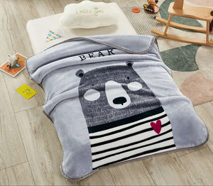 GREY TEDDY  CUTE  AND SOFT CLOUDY BABY BLANKET FOR KIDS -DFA1001GT