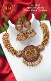 MAYURA LAKSHMI, PREMIUM QUALITY MATTE GOLD FINISH NECKLACE SET FOR WOMEN -AJSMLNS001GP