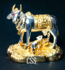 GOLDEN FINISH GERMAN SILVER  COW AND CALF-CSS1CC001