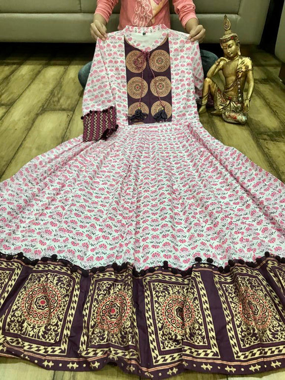 NP-Premium cotton full flair anarkali Gown With beautiful combination of colours-ZTCKW002