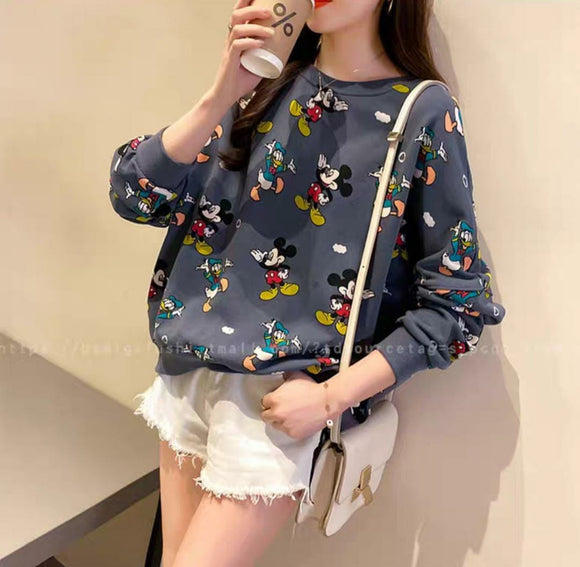 Beautiful 2020 new mid-length and versatile thin fashion printed Korean version loose fit top -MAWFHWT001G