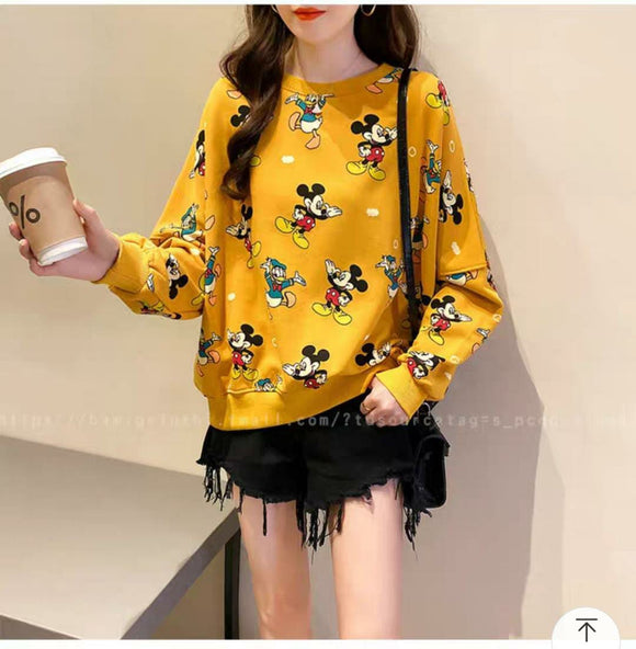 Beautiful 2020 new mid-length and versatile thin fashion printed Korean version loose fit top -MAWFHWT001