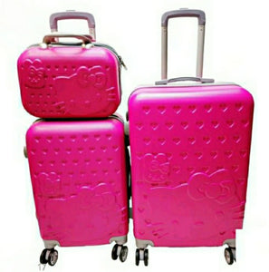 Dark Pink Kids 2pc set Trolley Bag with Vanity Bag-SANKB001