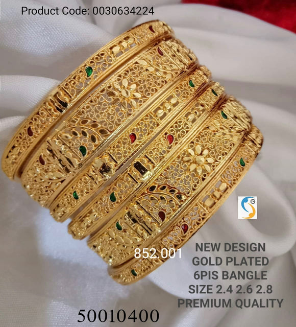 SET OF 6,GOLD PLATED BANGLES FOR WOMEN -GCSBW001