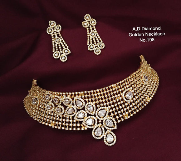 GOLD FINISH AMERICAN DIAMOND NECKLACE SET FOR WOMEN -GCADNSW001B