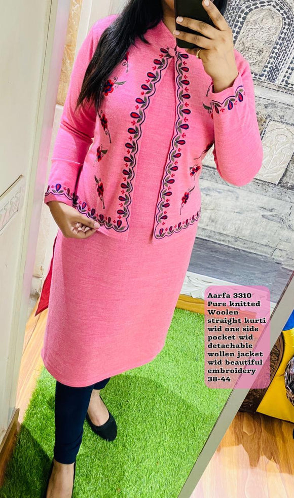 Lakshita - A classic combination of Fuchsia rose and ivory. Seen here, our  fuchsia rose embroidered woolen kurti. Follow the link to shop this look on  sale here :  https://www.lakshitaonline.com/collections/new/products/fuchsia-rose-embroidered- woolen ...