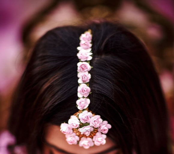 PINK FLOWERS BRIDAL FLORAL MANGTIKKA FOR WOMEN -SANPM001
