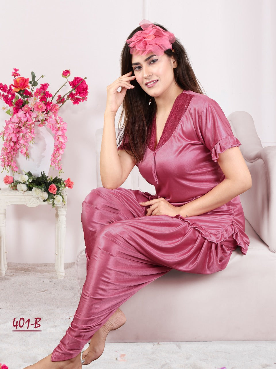 DHOTI STYLE SATIN NIGHT SUIT FOR WOMEN -ASNSW001 – www.soosi.co.in