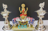 GODDESS LAKSHMI WITH ELEPHANTS ,DEEPAM AND PEEDAM FOR PUJA-CSSLP001