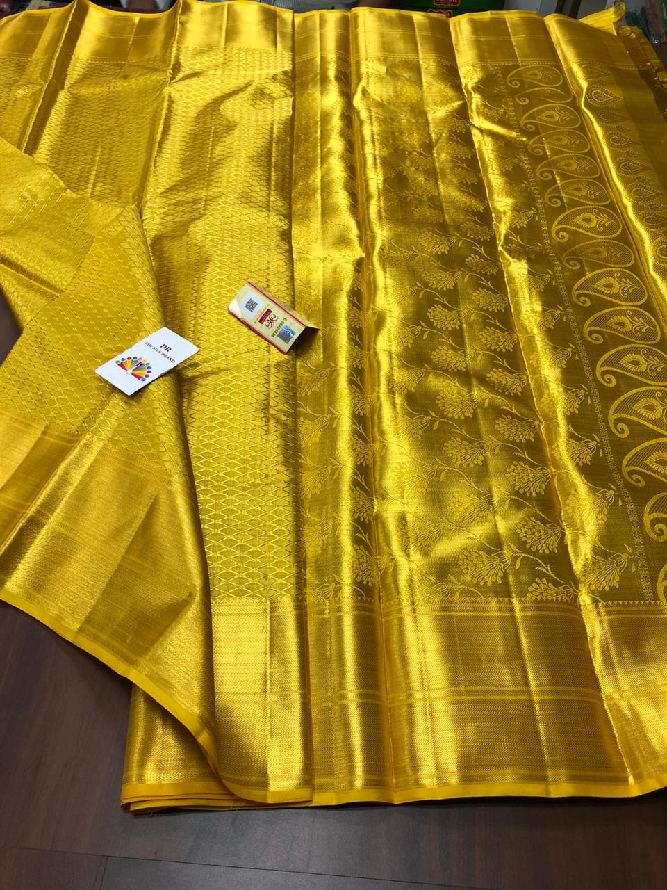 EE-S233316 - Honey Gold Kanjeevaram pure silk Saree – sakhifashions