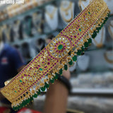 REAL KEMP STONES STUDDED MATTE GOLD FINISH HIP BELT /ODDYANAM FOR WOMEN -ARTHOWKS001