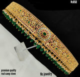 REAL KEMP STONES STUDDED MATTE GOLD FINISH HIP BELT /ODDYANAM FOR WOMEN -ARTHOWKS001