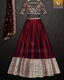 Maroon Colored Embroidered lehenga Regular-fit  Made From High Grade Fabrics And Yarn-PCLW001