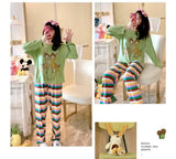 GREENIE, Beautiful Cartoon Printed Full Sleeves 2 Piece Night Suits for Women -IQNDK001G