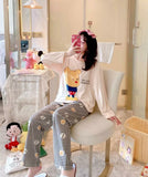 TRENDY , Beautiful Cartoon Printed Full Sleeves 2 Piece Night Suits for Women -IQNDK001T