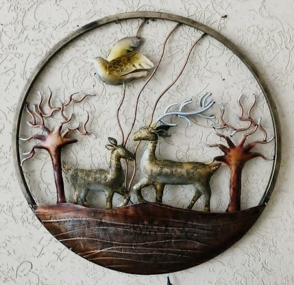 Iron Ring Deer Wall Decor With led light -SSHDWD001
