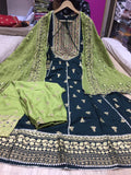GREEN AND BLUE KURTA WITH DUPATTA AND PANT FOR WOMEN -OFZKW001