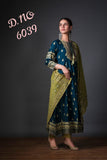 GREEN AND BLUE KURTA WITH DUPATTA AND PANT FOR WOMEN -OFZKW001