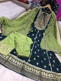GREEN AND BLUE KURTA WITH DUPATTA AND PANT FOR WOMEN -OFZKW001