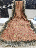 FINE WOOLEN SHAWL WITH FUR TRIMS FOR WOMEN -OFZWSF001