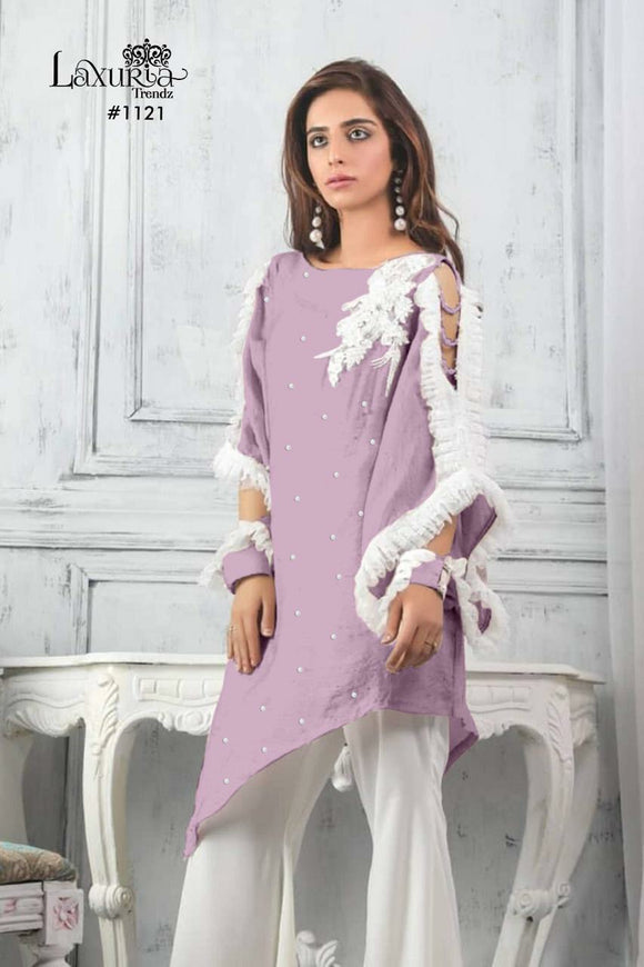 Luxury Pret Collection ,PEARL COLLECTION DESIGNER KURTI WITH PANTS FOR WOMEN -RCKP001