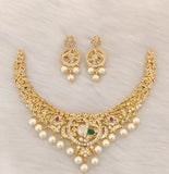 SUVARNA , PEACOCK DESIGN GOLD FINISH NECKLACE SET FOR WOMEN -SADSNSS001