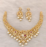 SUVARNA , PEACOCK DESIGN GOLD FINISH NECKLACE SET FOR WOMEN -SADSNSS001