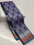 BLUE COLOR PURE KANJIVARAM TRADITIONAL HANDLOOM KANJEEVARAM BRIDAL  SILK SAREE IN UNIQUE DESIGN -PDSBS001