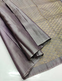 GREY COLOR PURE KANJIVARAM TRADITIONAL HANDLOOM SOFT SILK SAREE IN UNIQUE DESIGN -PDSKSSW001GR