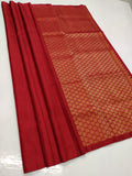 RED COLOR PURE KANJIVARAM TRADITIONAL HANDLOOM SOFT SILK SAREE IN UNIQUE DESIGN -PDSKSSW001G