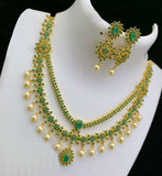 JAYALAKSHMI, GOLD FINISH AMERICAN DIAMOND STONES NECKLACE SET FOR WOMEN -SASAS001