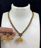 PRIYAMANI, GOLD FINISH AMERICAN DIAMOND STONES NECKLACE SET FOR WOMEN -SASAS001P